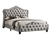 Button tufted luxurious gray velvet e king bed by Coaster additional picture 2