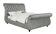 Queen bed upholstered in luxurious frosted gray velvet by Coaster additional picture 2