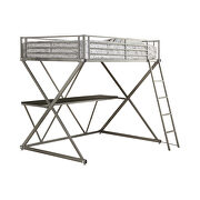 Silver metal finish full workstation loft bed by Coaster additional picture 2