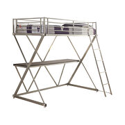 Silver metal finish twin workstation loft bed by Coaster additional picture 2