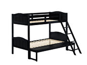 Black wood finish twin/full bunk bed by Coaster additional picture 3