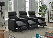 3 pc 3-seater home theater d in black leatherette by Coaster additional picture 2