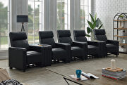 9 pc 5-seater home theater upholstered in black leatherette by Coaster additional picture 2