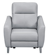 Light gray performance leatherette upholstery power recliner chair by Coaster additional picture 2