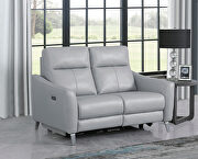Light gray performance leatherette upholstery power loveseat by Coaster additional picture 9