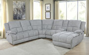 Six-piece modular power motion sectional upholstered in a gray performance-grade fabric by Coaster additional picture 2