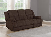 Power motion sofa upholstered in brown performance fabric additional photo 2 of 17