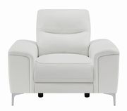 Power recliner chair in white top grain leather / pvc by Coaster additional picture 6