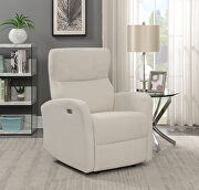 Power recliner upholstered in beige performance-grade chenille additional photo 2 of 8