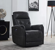 Power3 recliner upholstered in charcoal top grain leather by Coaster additional picture 2