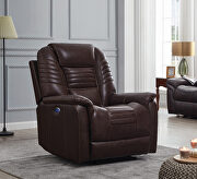 Power recliner upholstered in brown top grain leather by Coaster additional picture 2