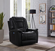 Power recliner upholstered in black top grain leather by Coaster additional picture 2