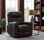 Power3 recliner upholstered in brown top grain leather by Coaster additional picture 2