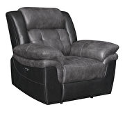 Power recliner in charcoal and matching black exterior by Coaster additional picture 10
