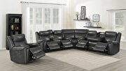 3 pc dual power charcoal top grain leather sectional by Coaster additional picture 4