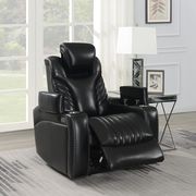 Stylish power2 chair in black top grain leather / pvc by Coaster additional picture 2