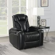 Stylish power2 chair in black top grain leather / pvc by Coaster additional picture 3