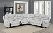 6 pc dual power sectional upholstered in light gray top grain leather by Coaster additional picture 2