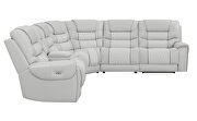 6 pc dual power sectional upholstered in light gray top grain leather by Coaster additional picture 11