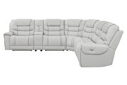 6 pc dual power sectional upholstered in light gray top grain leather by Coaster additional picture 12