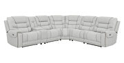 6 pc dual power sectional upholstered in light gray top grain leather by Coaster additional picture 14