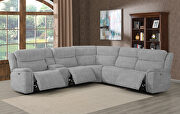 Six-piece modular power motion sectional upholstered in plush gray performance-grade velvet by Coaster additional picture 2