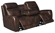 Cognac finish genuine top grain leather power sofa by Coaster additional picture 4