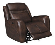 Cognac finish genuine top grain leather power glider recliner by Coaster additional picture 5