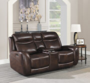 Cognac finish genuine top grain leather power loveseat by Coaster additional picture 11