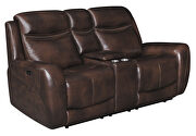 Cognac finish genuine top grain leather power loveseat by Coaster additional picture 4