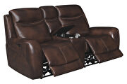 Cognac finish genuine top grain leather power loveseat by Coaster additional picture 5