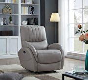Power3 recliner upholstered in light gray top grain leather by Coaster additional picture 4