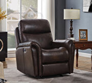 Power3 glider recliner upholstered in dark brown top grain leather by Coaster additional picture 2