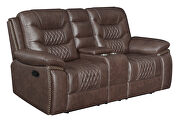 Power loveseat upholstered in brown performancegrade leatherette by Coaster additional picture 12