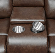 Power loveseat upholstered in brown performancegrade leatherette by Coaster additional picture 7