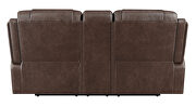 Power loveseat upholstered in brown performancegrade leatherette by Coaster additional picture 8