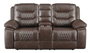 Power loveseat upholstered in brown performancegrade leatherette by Coaster additional picture 9