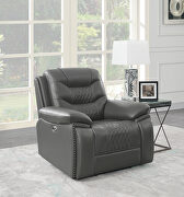 Power recliner upholstered in charcoal performance-grade leatherette by Coaster additional picture 11