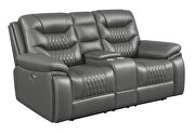 Power loveseat upholstered in charcoal performance-grade leatherette by Coaster additional picture 6