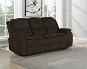 Power motion sofa upholstered in brown performance grade chenille additional photo 2 of 19