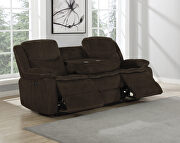 Power motion sofa upholstered in brown performance grade chenille additional photo 3 of 19