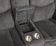 Power motion sofa upholstered in charcoal performance grade chenille additional photo 2 of 19