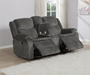 Power motion sofa upholstered in charcoal performance grade chenille additional photo 4 of 19