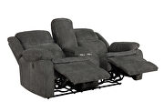 Power loveseat upholstered in charcoal performance grade chenille by Coaster additional picture 11