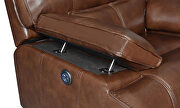 Power motion sofa upholstered in saddle brown top grain leather by Coaster additional picture 2