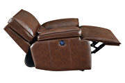 Power motion sofa upholstered in saddle brown top grain leather by Coaster additional picture 11