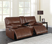Power motion sofa upholstered in saddle brown top grain leather by Coaster additional picture 16