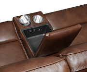 Power motion sofa upholstered in saddle brown top grain leather additional photo 5 of 18