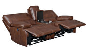 Power motion sofa upholstered in saddle brown top grain leather by Coaster additional picture 8