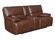 Power motion sofa upholstered in saddle brown top grain leather by Coaster additional picture 9